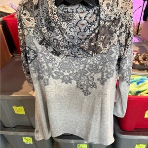 Elegant Gray Lace Women's Top p37